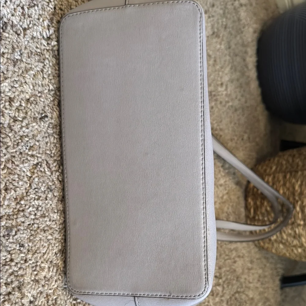 kate spade gray leather tote with gold clover detail